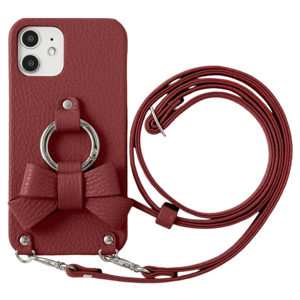 Genuine leather 32 colors Italian shrink leather ribbon smartphone ring & shoulder strap included back case Xperia series