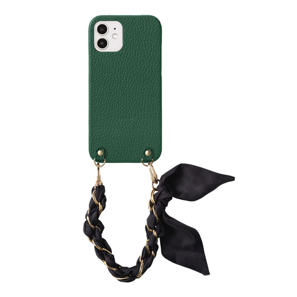 Genuine Leather 32 Colors Italian Shrink Leather Scarf Chain Hand Strap Attached Back Case AQUOS Series