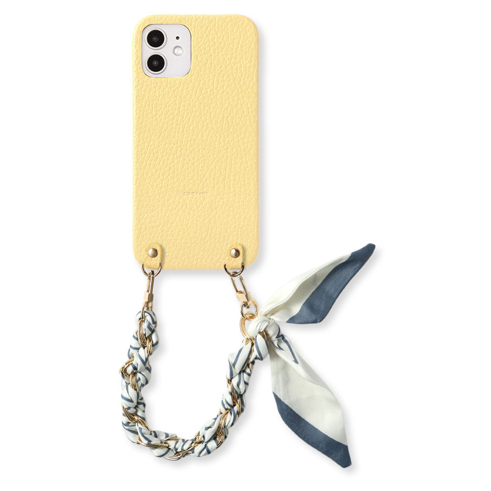 Genuine Leather 32 Colors Italian Shrink Leather Scarf Chain Hand Strap Attached Back Case AQUOS Series