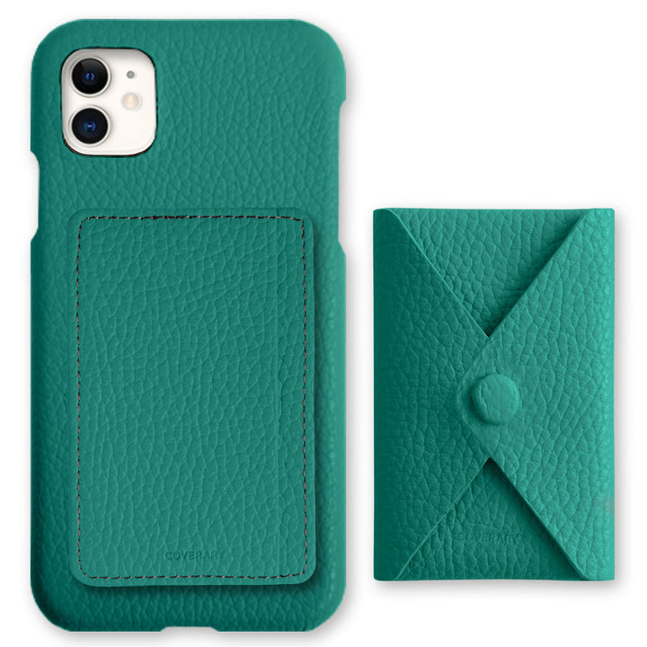 Genuine leather 32 colors Italian shrink leather selectable 3-piece set with card storage pocket back case