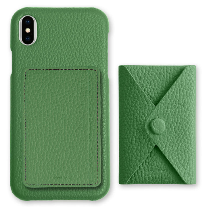 Cuir véritable 32 couleurs Cuir italien grainé Ensemble de 3 pièces au choix Avec rangement pour cartes et poche Coque arrière Série Xperia