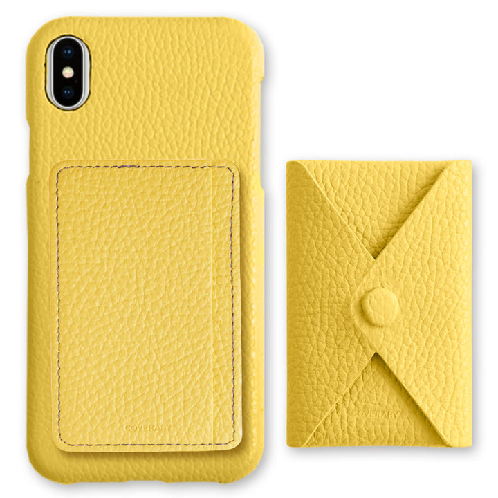 Genuine leather 32 colors Italian shrink leather selectable 3-piece set with card storage pocket back case