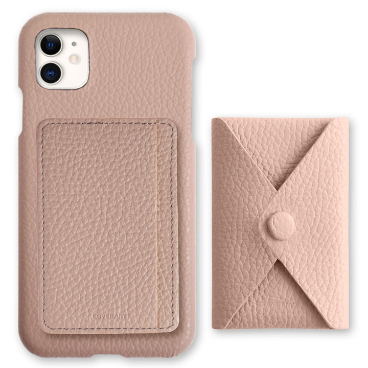 Genuine leather 32 colors Italian shrink leather selectable 3-piece set with card storage pocket back case