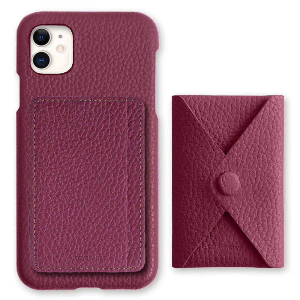 Cuir véritable 32 couleurs Cuir italien grainé Ensemble de 3 pièces au choix Avec rangement pour cartes et poche Coque arrière Série Xperia