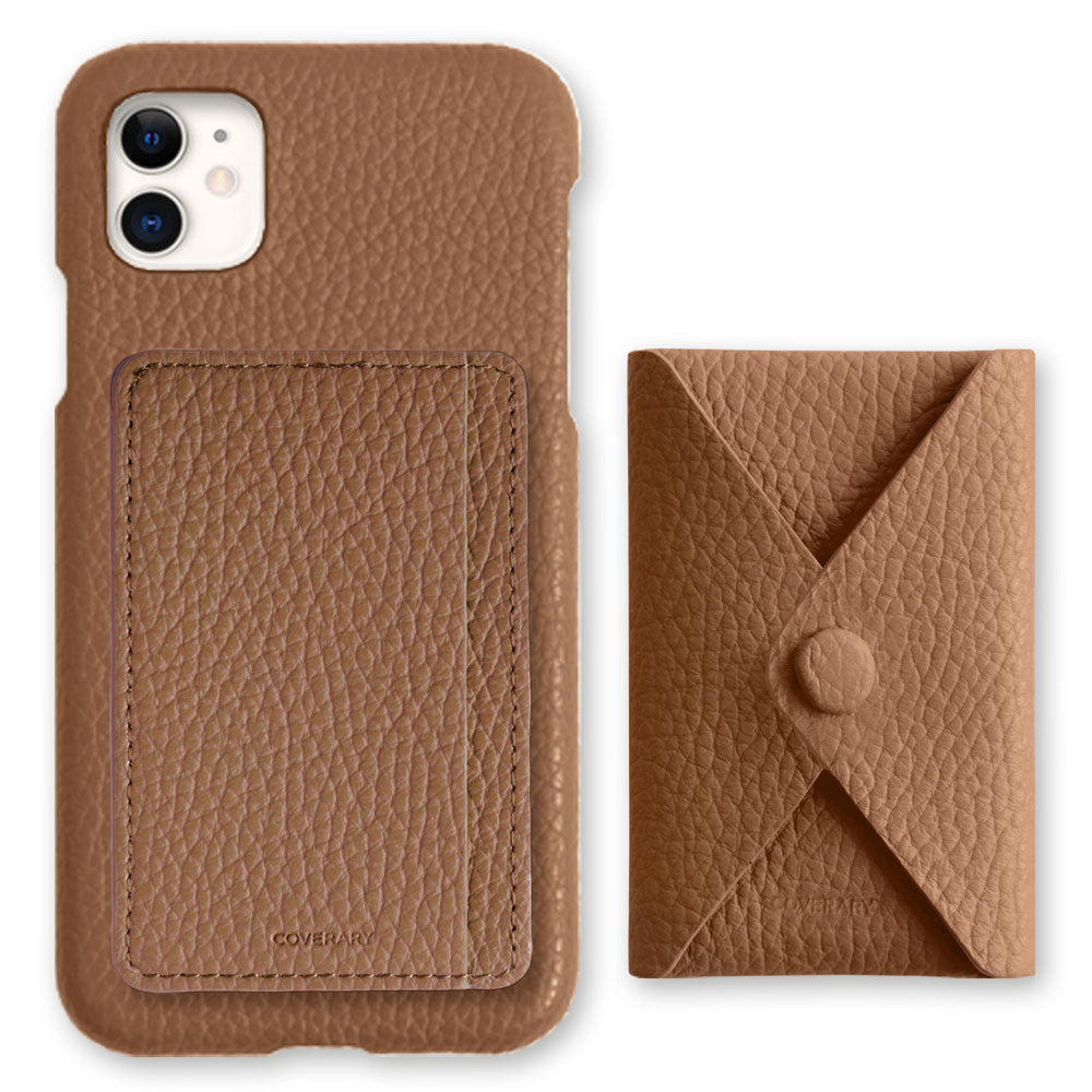 COVERARY 本革スマホケースとカードポケットセット キャラメル 【公式