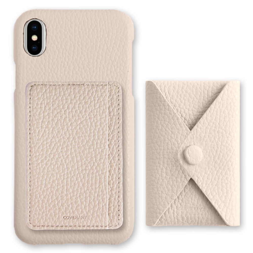 Genuine leather 32 colors Italian shrink leather selectable 3-piece set with card storage pocket back case