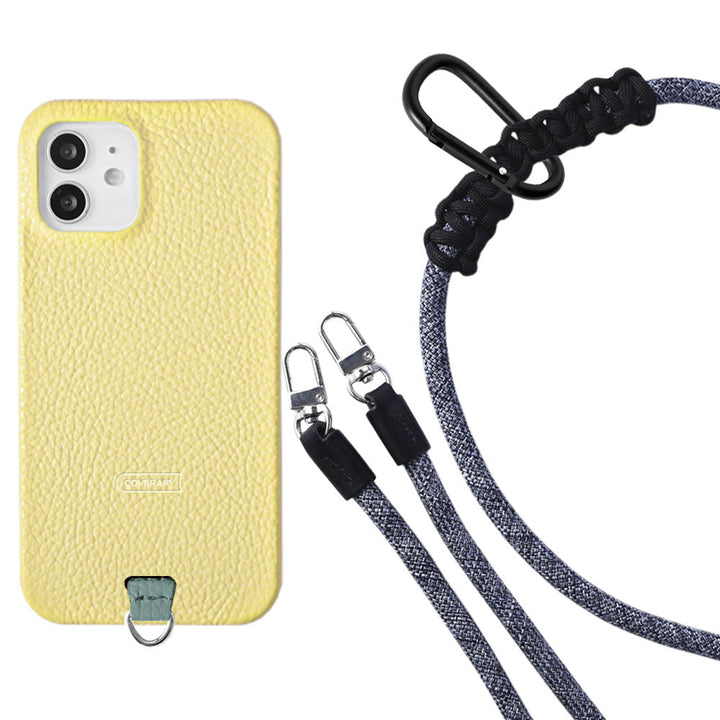 本革 32色 イタリアンシュリンクレザー ホルダーセット＆8mmロープショルダーストラップ付き 背面ケース iPhoneシリーズ