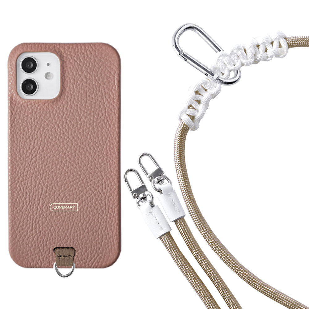 Ensemble porte-carte en cuir véritable italien grainé 32 couleurs avec sangle d'épaule en corde de 8 mm et coque arrière pour série Xperia