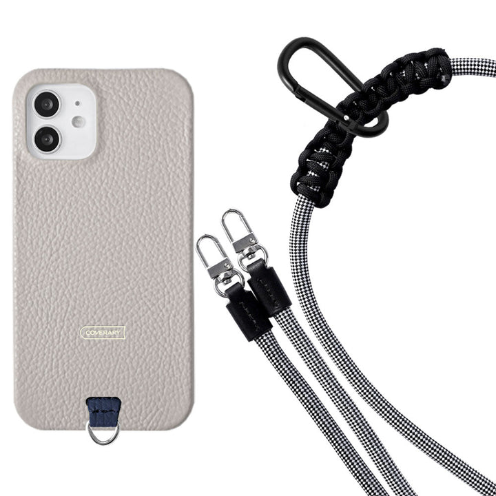 Ensemble porte-carte en cuir véritable italien grainé 32 couleurs avec sangle d'épaule en corde de 8 mm et coque arrière pour série Xperia