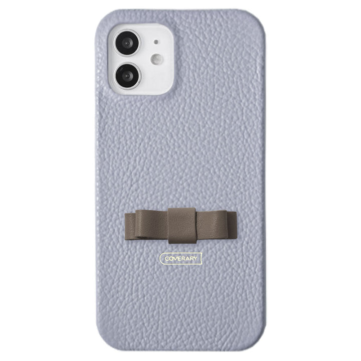 Genuine leather 32 colors Italian shrink leather simple mini ribbon decoration back case iPhone series