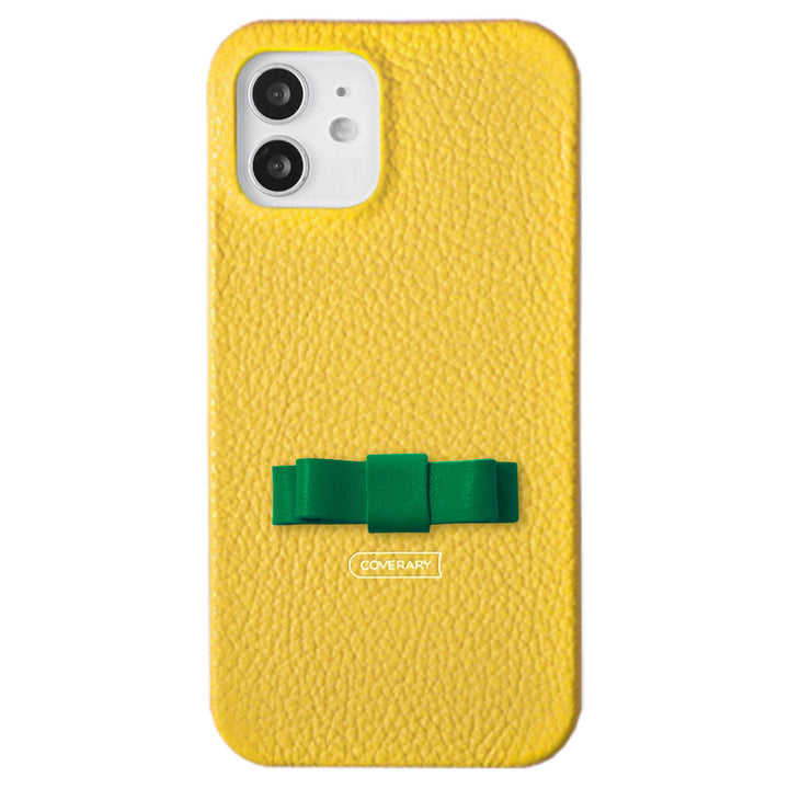 Genuine leather 32 colors Italian shrink leather simple mini ribbon decoration back case iPhone series