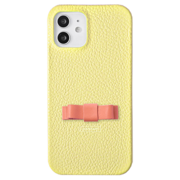 本革 32色 イタリアンシュリンクレザー シンプルミニリボンデコ 背面ケース