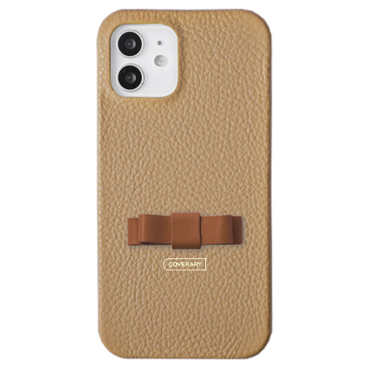 Genuine leather 32 colors Italian shrink leather simple mini ribbon decoration back case iPhone series
