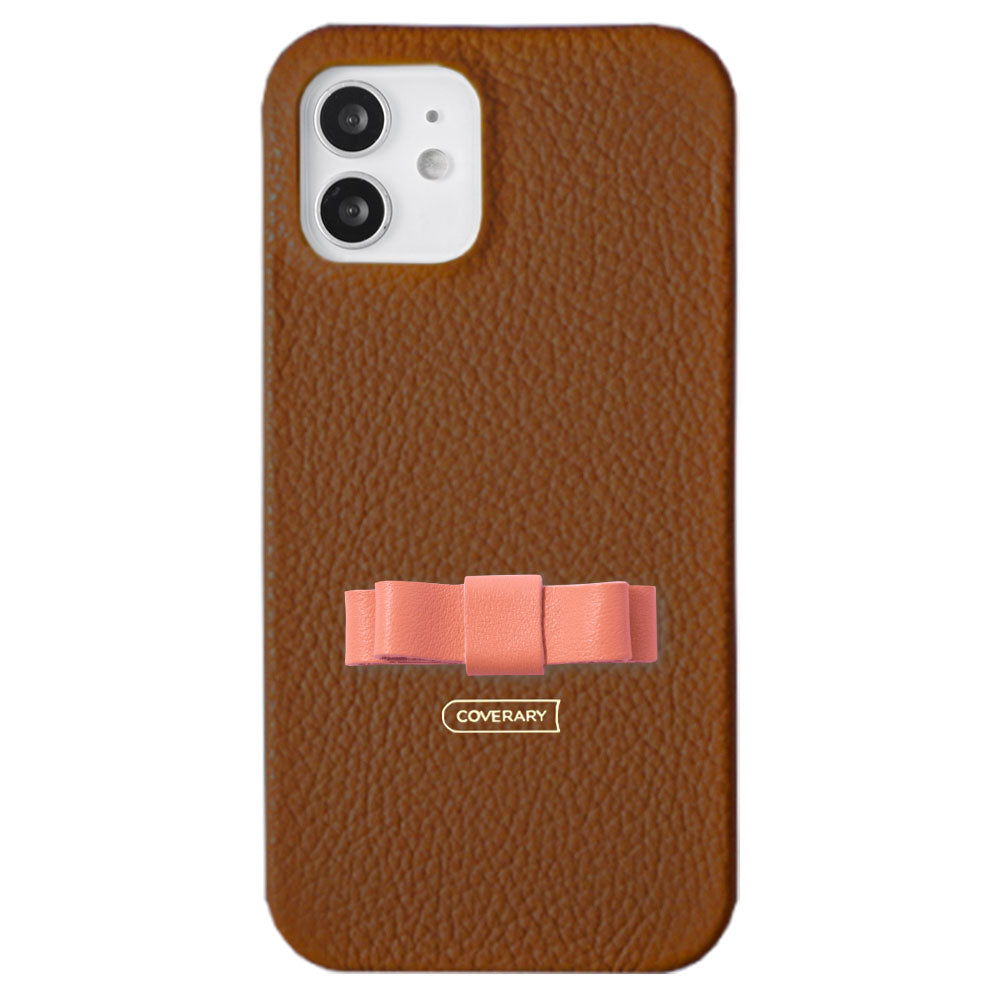 Genuine leather 32 colors Italian shrink leather simple mini ribbon decoration back case iPhone series