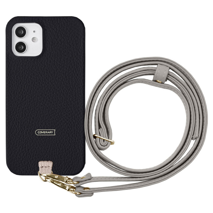 Ensemble porte-cartes en cuir italien grainé 32 couleurs avec sangle d'épaule et coque arrière pour la série Xperia