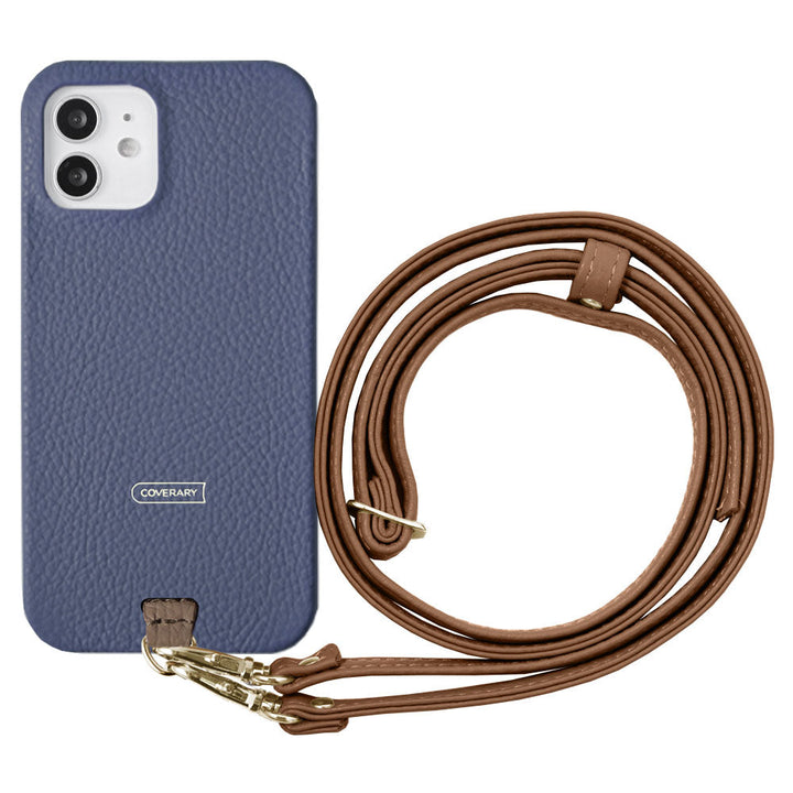 Ensemble porte-cartes en cuir italien grainé 32 couleurs avec sangle d'épaule et coque arrière pour la série Xperia