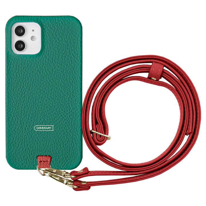 Ensemble porte-cartes en cuir italien grainé 32 couleurs avec sangle d'épaule et coque arrière pour la série Xperia