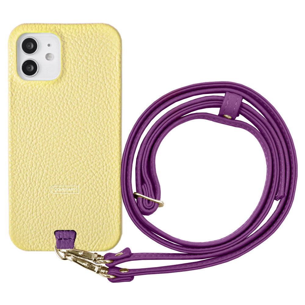 Ensemble porte-cartes en cuir italien grainé 32 couleurs avec sangle d'épaule et coque arrière pour la série Xperia