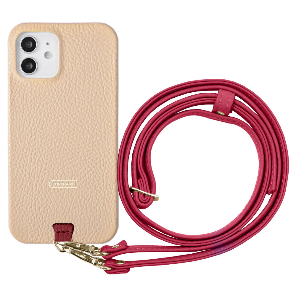 Genuine leather 32 colors Italian shrink leather holder set & shoulder strap included back case