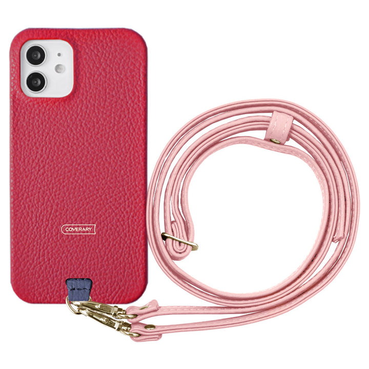 Genuine leather 32 colors Italian shrink leather holder set & shoulder strap included back case