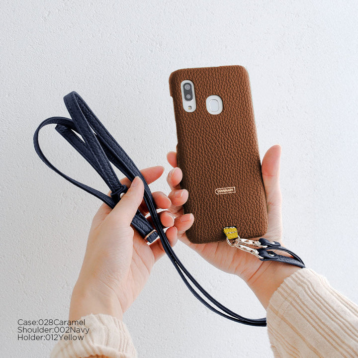 Genuine leather 32 colors Italian shrink leather holder set & shoulder strap included back case AQUOS series