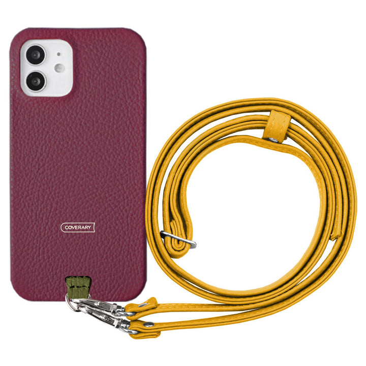 Genuine leather 32 colors Italian shrink leather holder set & shoulder strap included back case AQUOS series