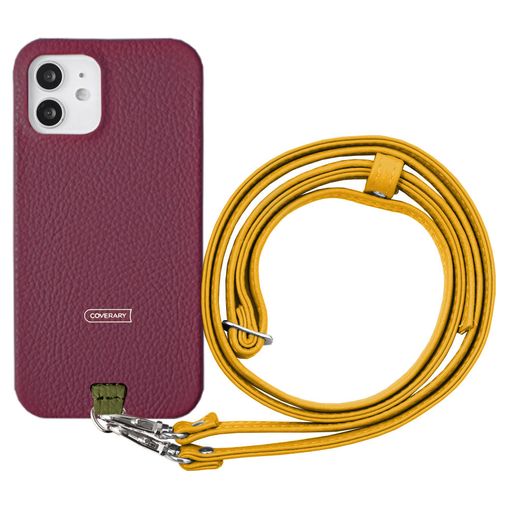 Ensemble porte-cartes en cuir italien grainé 32 couleurs avec sangle d'épaule et coque arrière pour la série Xperia