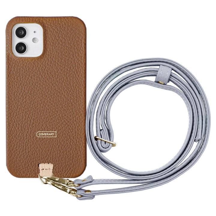 Ensemble porte-cartes en cuir italien grainé 32 couleurs avec sangle d'épaule et coque arrière pour la série Xperia