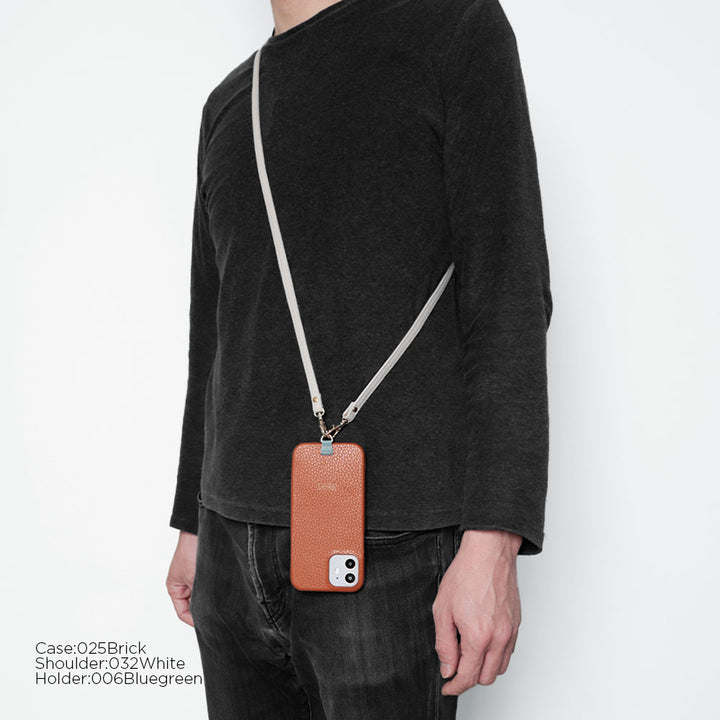 Genuine leather 32 colors Italian shrink leather holder set & shoulder strap included back case