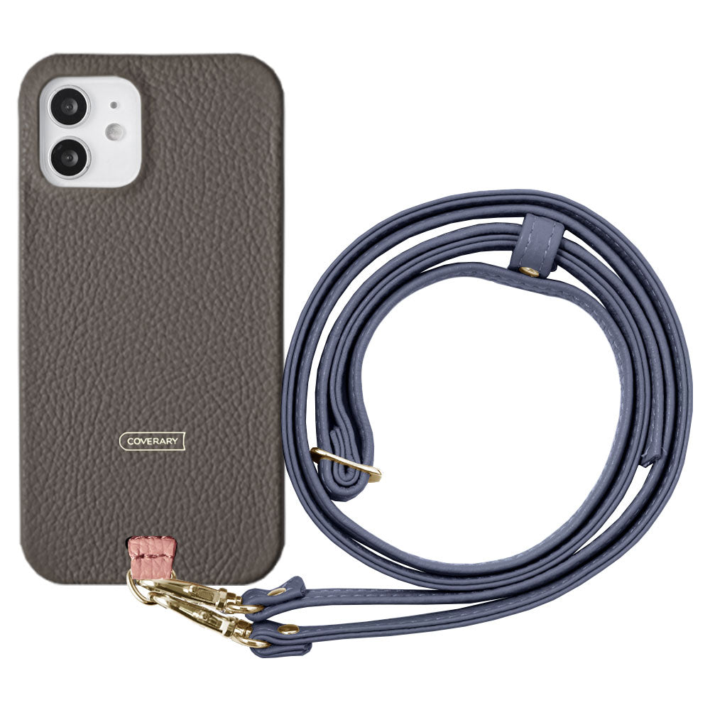 Ensemble porte-cartes en cuir italien grainé 32 couleurs avec sangle d'épaule et coque arrière pour la série Xperia