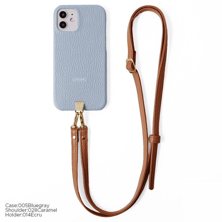 Ensemble porte-cartes en cuir italien grainé 32 couleurs avec sangle d'épaule et coque arrière pour la série Xperia