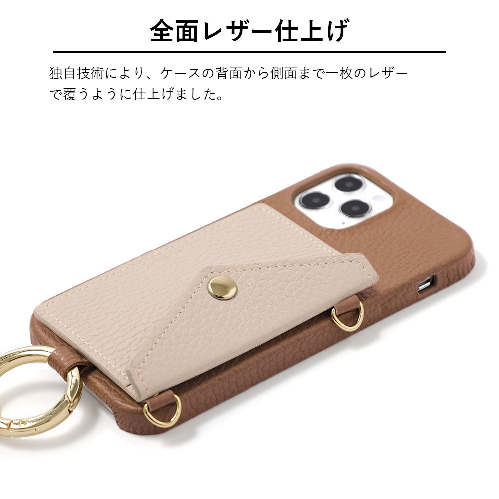 Genuine leather 32 colors Italian shrink leather letter-type card case with finger strap and shoulder strap back case