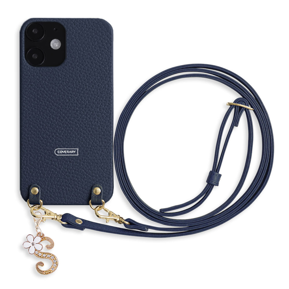 Genuine leather 32 colors Italian shrink leather with shoulder strap flower initial charm back case Xperia series