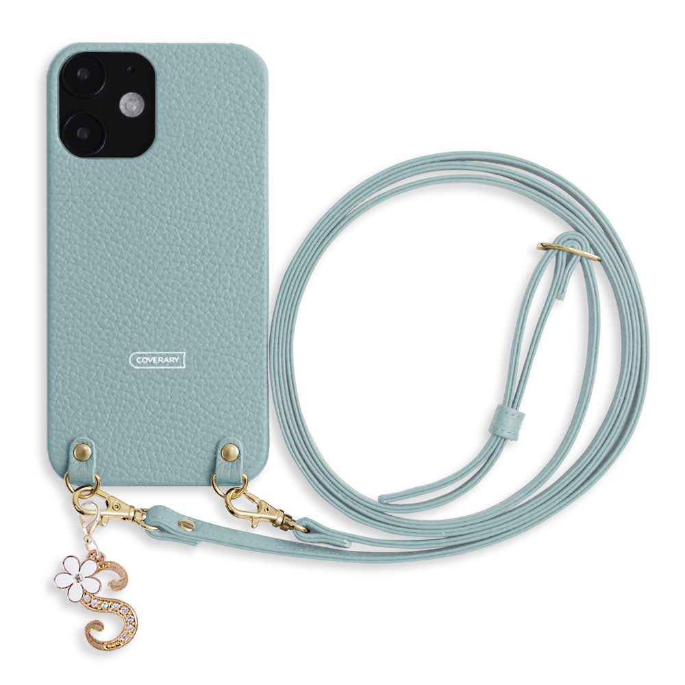Genuine leather 32 colors Italian shrink leather with shoulder strap flower initial charm back case Xperia series