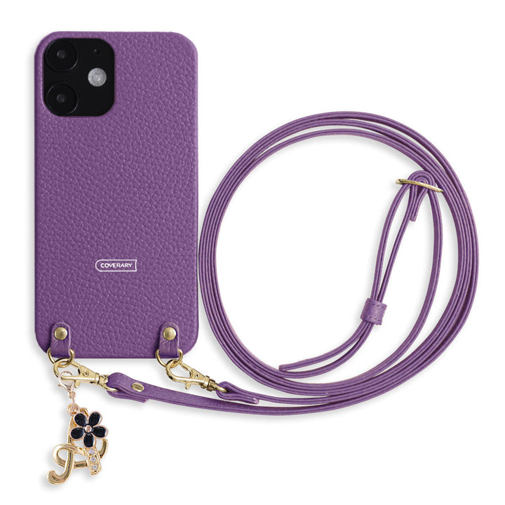 Genuine leather 32 colors Italian shrink leather with shoulder strap flower initial charm back case Xperia series