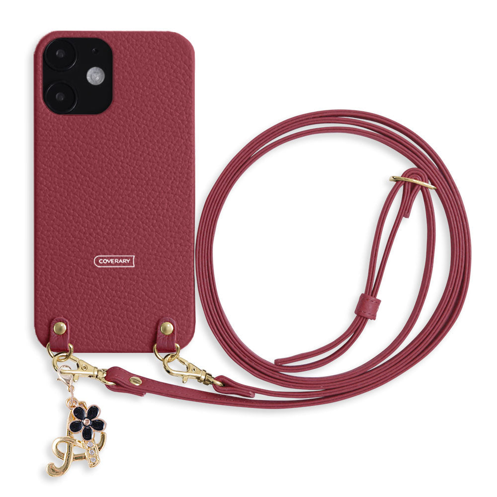 Genuine leather 32 colors Italian shrink leather with shoulder strap flower initial charm back case Xperia series