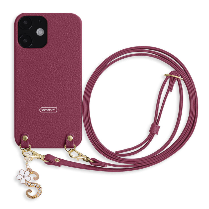 Genuine leather 32 colors Italian shrink leather with shoulder strap flower initial charm back case Xperia series