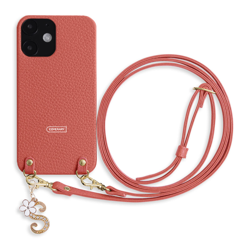 Genuine leather 32 colors Italian shrink leather with shoulder strap flower initial charm back case Xperia series