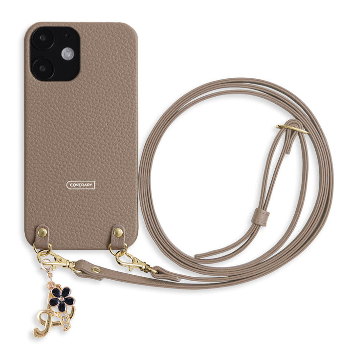 Genuine leather 32 colors Italian shrink leather with shoulder strap flower initial charm back case Xperia series