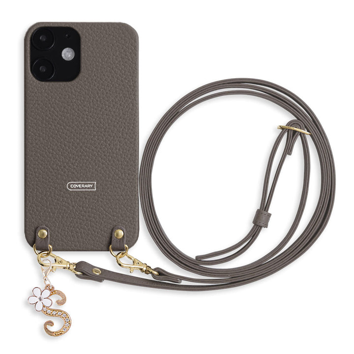 Genuine leather 32 colors Italian shrink leather with shoulder strap flower initial charm back case Xperia series
