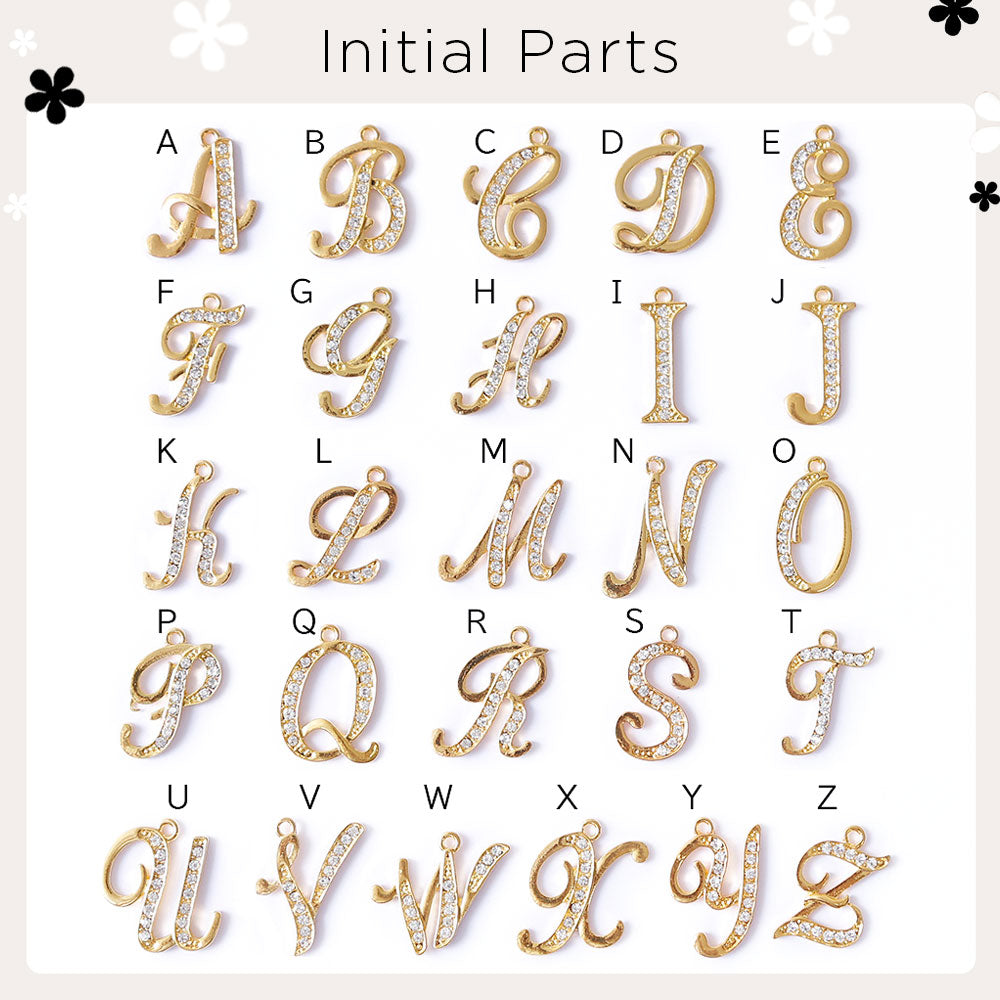 Clear case with flower initial charm, hand & shoulder strap included, back case for iPhone series