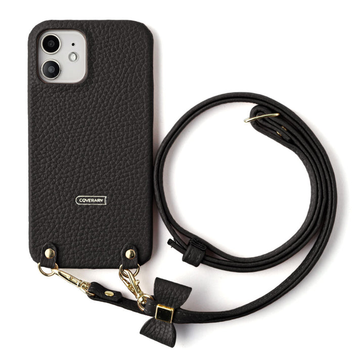 本革 32色 イタリアンシュリンクレザー 選べるリボンデコ ショルダーストラップ付き 背面ケース AQUOSシリーズ