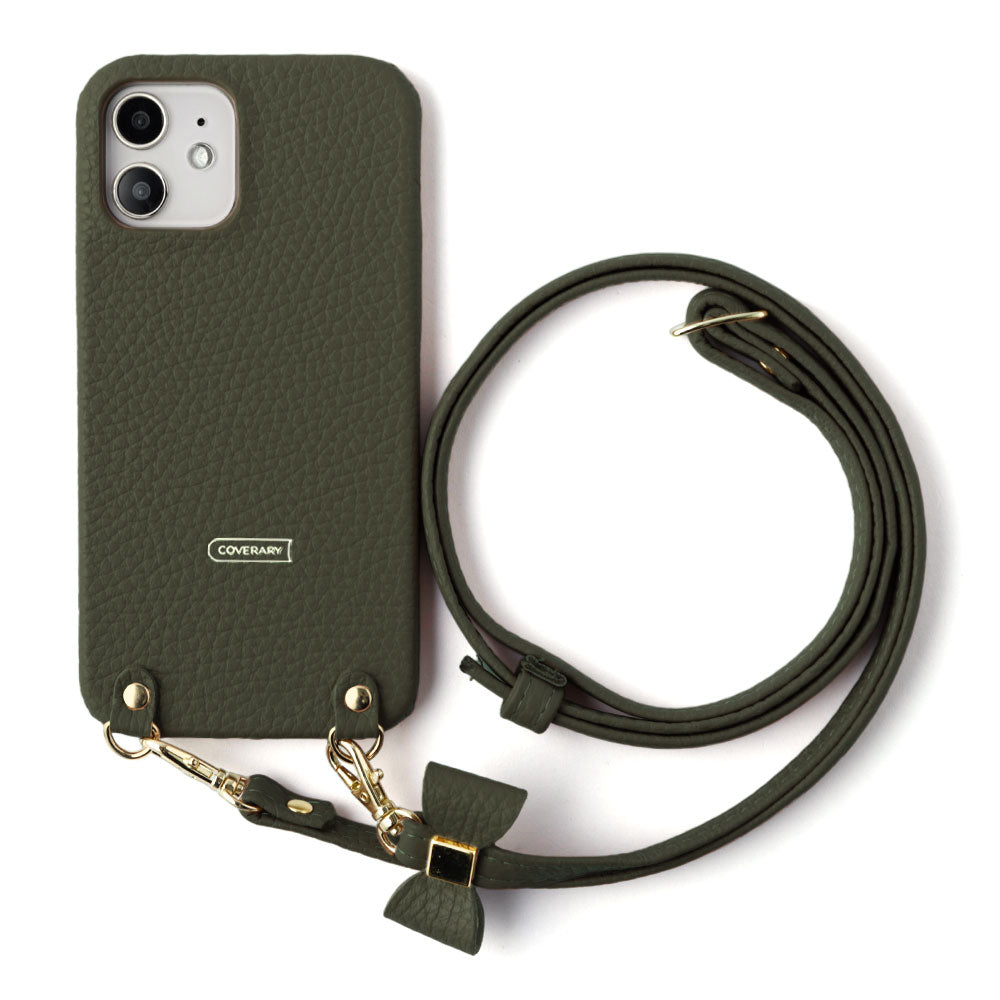 本革 32色 イタリアンシュリンクレザー 選べるリボンデコ ショルダーストラップ付き 背面ケース AQUOSシリーズ