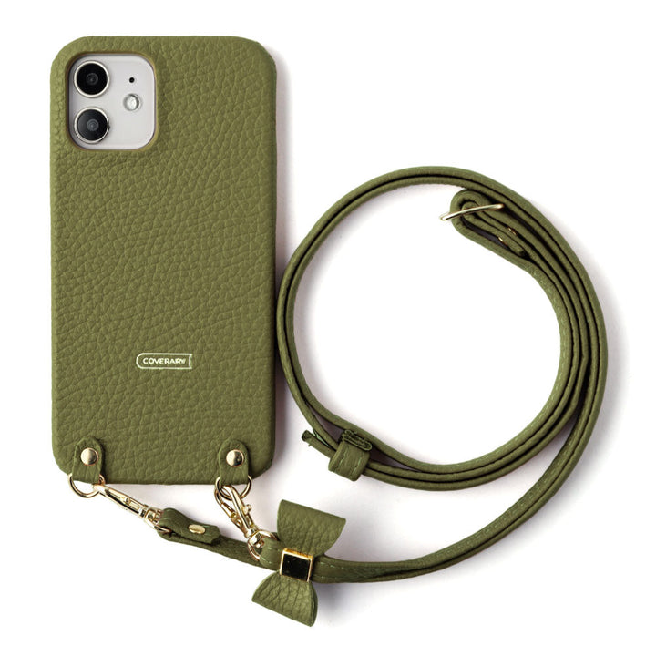 本革 32色 イタリアンシュリンクレザー 選べるリボンデコ ショルダーストラップ付き 背面ケース AQUOSシリーズ