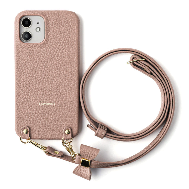 本革 32色 イタリアンシュリンクレザー 選べるリボンデコ ショルダーストラップ付き 背面ケース AQUOSシリーズ