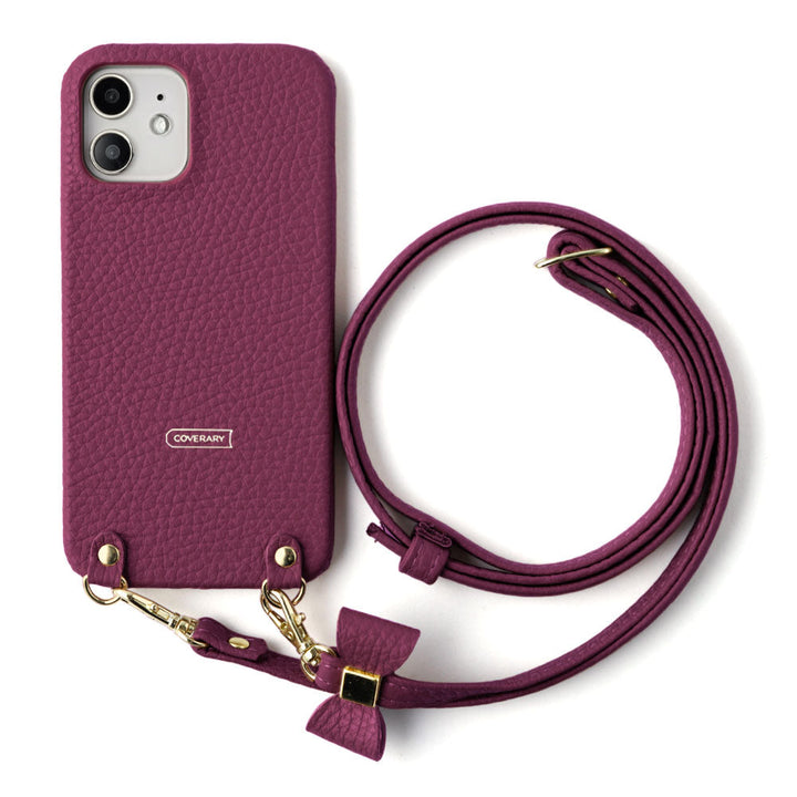 本革 32色 イタリアンシュリンクレザー 選べるリボンデコ ショルダーストラップ付き 背面ケース AQUOSシリーズ