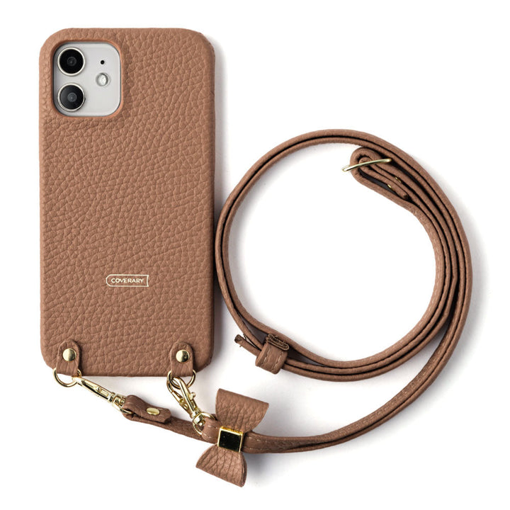 本革 32色 イタリアンシュリンクレザー 選べるリボンデコ ショルダーストラップ付き 背面ケース AQUOSシリーズ