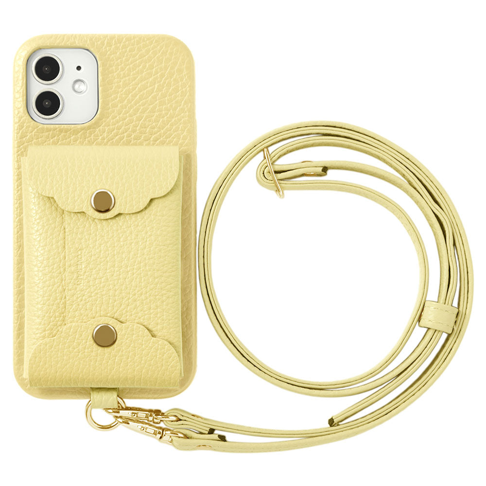 Cuir véritable 32 couleurs cuir italien grainé étui à cartes festonné avec bandoulière étui arrière série Xperia