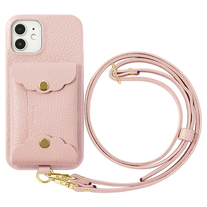 Cuir véritable 32 couleurs cuir italien grainé étui à cartes festonné avec bandoulière étui arrière série Xperia