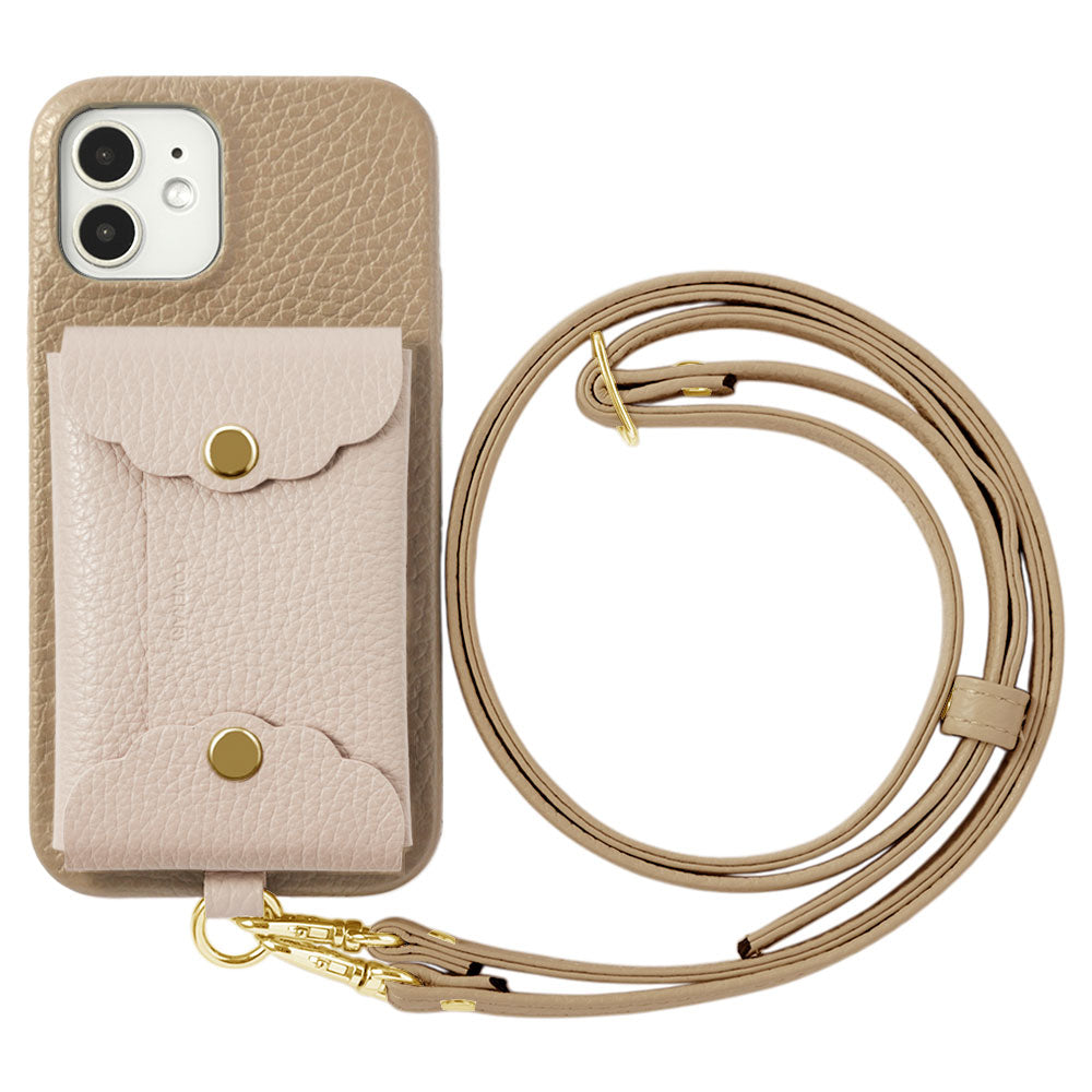 Cuir véritable 32 couleurs cuir italien grainé étui à cartes festonné avec bandoulière étui arrière série Xperia